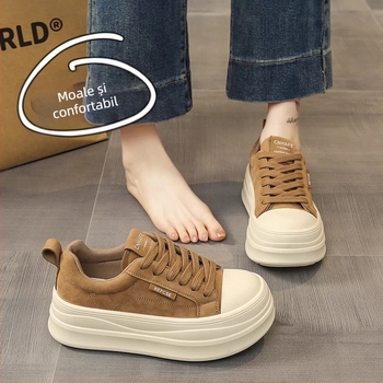 Pantofi sport dama cu talpă groasă, șireturi, pantofi casual de primăvară, care măresc înălțimea, mărimea 34