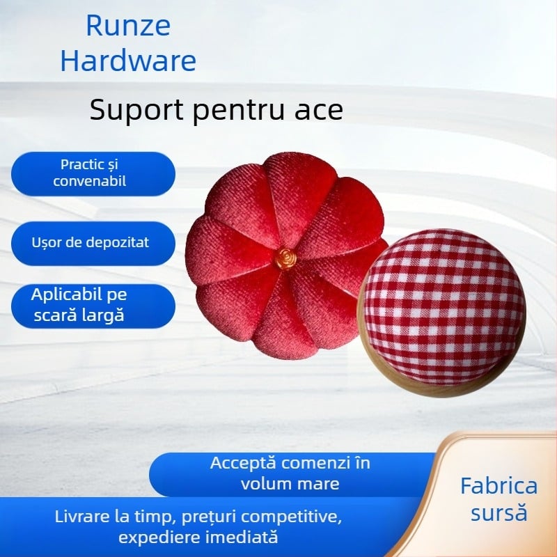 Bilă-dovleac pentru ace, cu suport pentru ace și spațiu de depozitare, previne căderea acelor; pentru cusut la mână și croșetat, lucrat manual