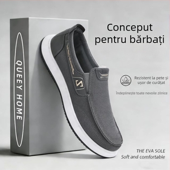 Pantofi bărbați din material textil, fără șireturi, casual, talpă joasă