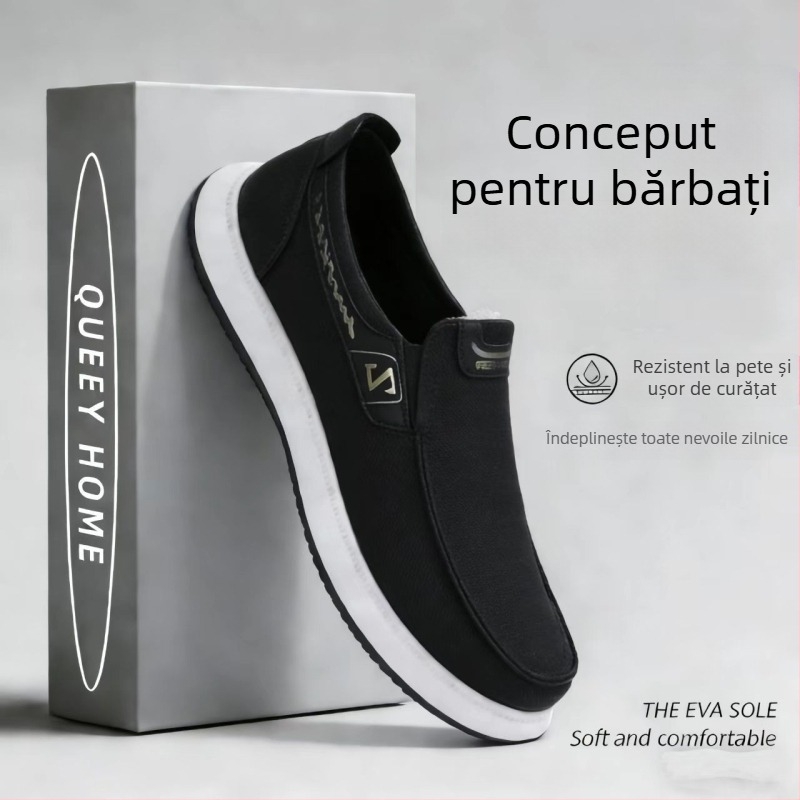 Pantofi bărbați din material textil, fără șireturi, casual, talpă joasă