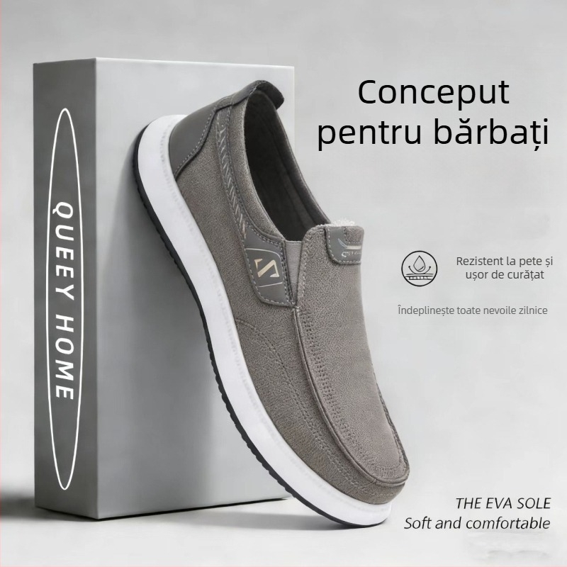 Pantofi bărbați din material textil, fără șireturi, casual, talpă joasă