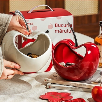 Suport ceramic pentru fructe în formă de inimă, stil Nordic, decor elegant pentru living