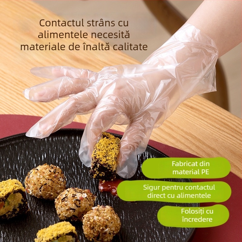 Camellia mănuși de unică folosință, alimentare, îngroșate, pentru uz gospodăresc și copii, transparente, PE