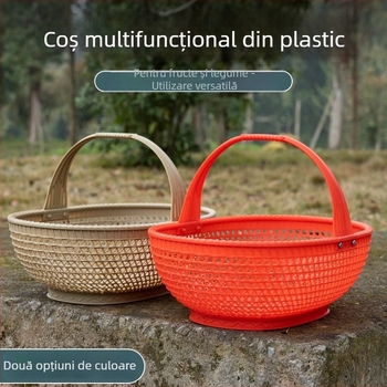 Coș din plastic pentru fructe și legume, cu compartiment pentru ouă, coș de bucătărie portabil