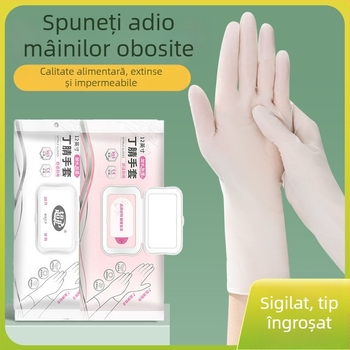 Mănuși nitril, de unică folosință, pentru spălat vase, uz casnic în bucătărie, durabile, alimentare, croială feminină, subțiri