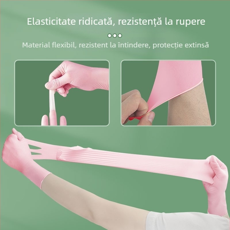 Mănuși nitril, de unică folosință, pentru spălat vase, uz casnic în bucătărie, durabile, alimentare, croială feminină, subțiri