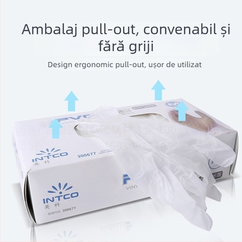 Mănuși de examinare din PVC, de unică folosință, fără pudră, Yingke, 100 buc., rezistente la ulei și antiderapante