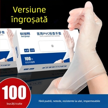 Mănuși din PVC, de unică folosință, groase, lungi, de calitate alimentară, impermeabile la apă și la ulei, pentru uz casnic, cu elasticitate mare, durabile