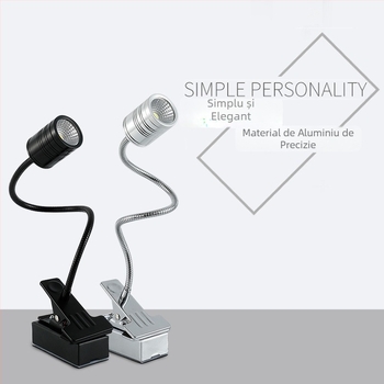 Spot LED wireless cu clips pentru vitrine de bijuterii, 3W/5W, carcasă din aluminiu, randament cromatic ridicat