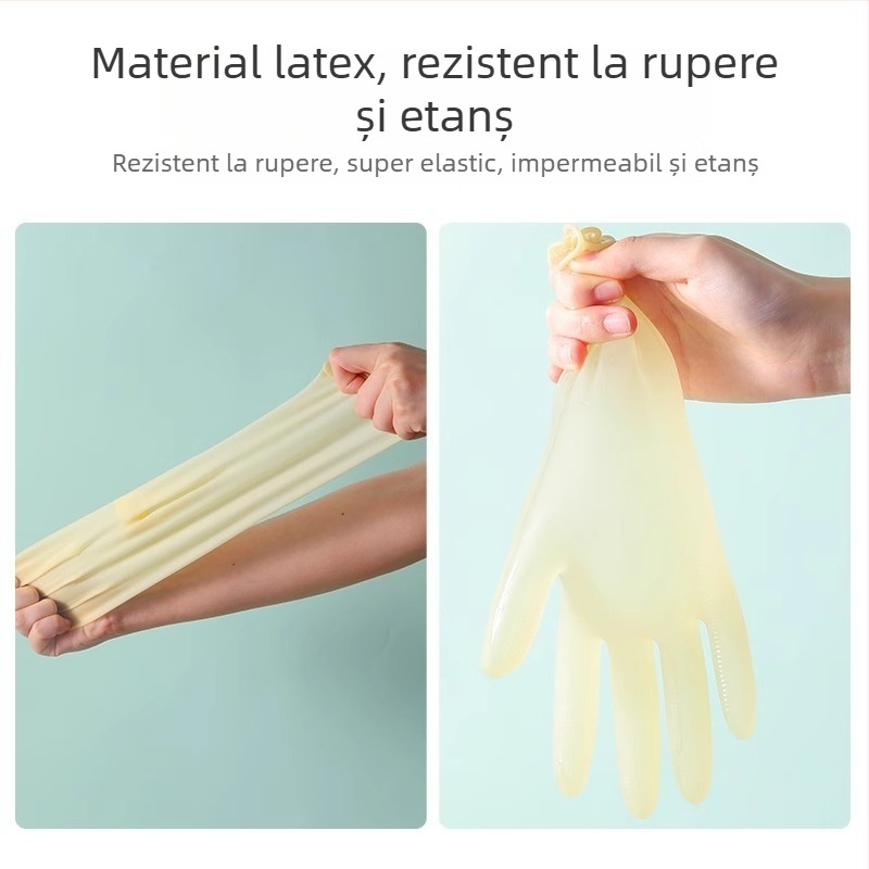 Camellia mănuși de spălat vase, mănuși subțiri din latex pentru uz casnic, impermeabile, pentru femei, vară, lungime 26 cm