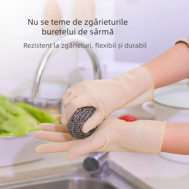 Camellia mănuși de spălat vase, mănuși subțiri din latex pentru uz casnic, impermeabile, pentru femei, vară, lungime 26 cm