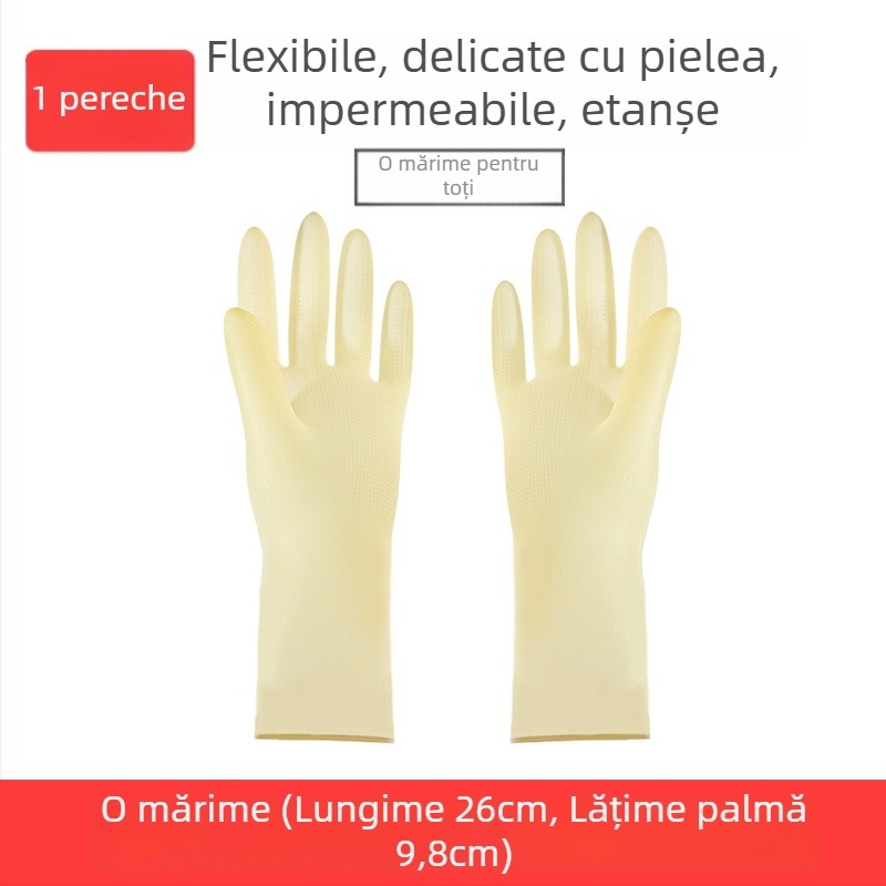 Camellia mănuși de spălat vase, mănuși subțiri din latex pentru uz casnic, impermeabile, pentru femei, vară, lungime 26 cm