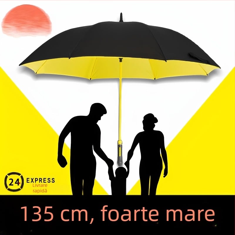 Umbrelă automată de 30 inch, extralargă, cu două straturi, consolidată pentru golf, umbrelă de afaceri pentru soare și ploaie, pentru bărbați și femei, cu logo publicitar
