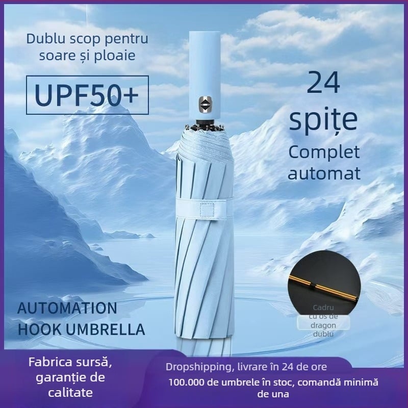 Umbrelă pliabilă manuală, personalizabilă cu imprimare a logo-ului, cadou promoțional, protecție împotriva soarelui și ploii, utilizare dublă soare/ploaie, pentru afaceri en gros