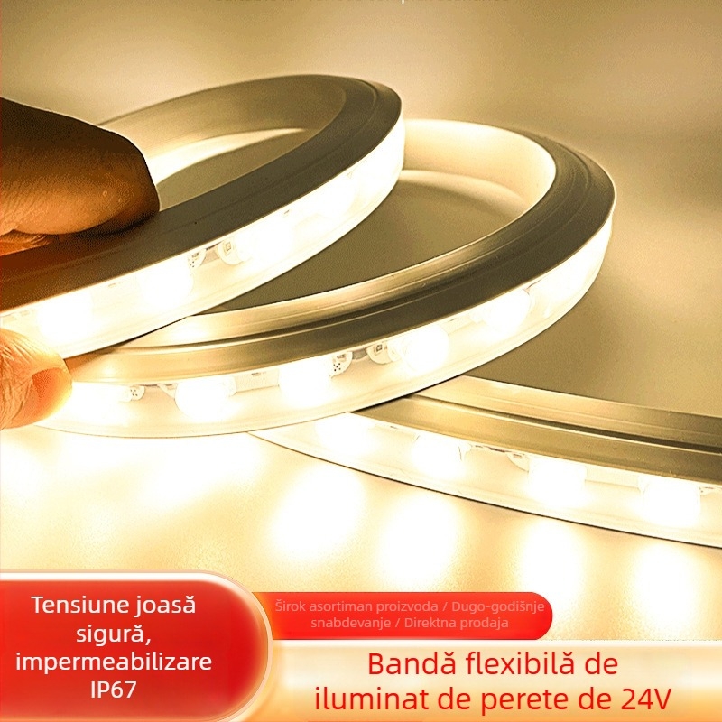 Bandă LED flexibilă pentru perete 24V cu lentilă, iluminare pentru semne în exterior