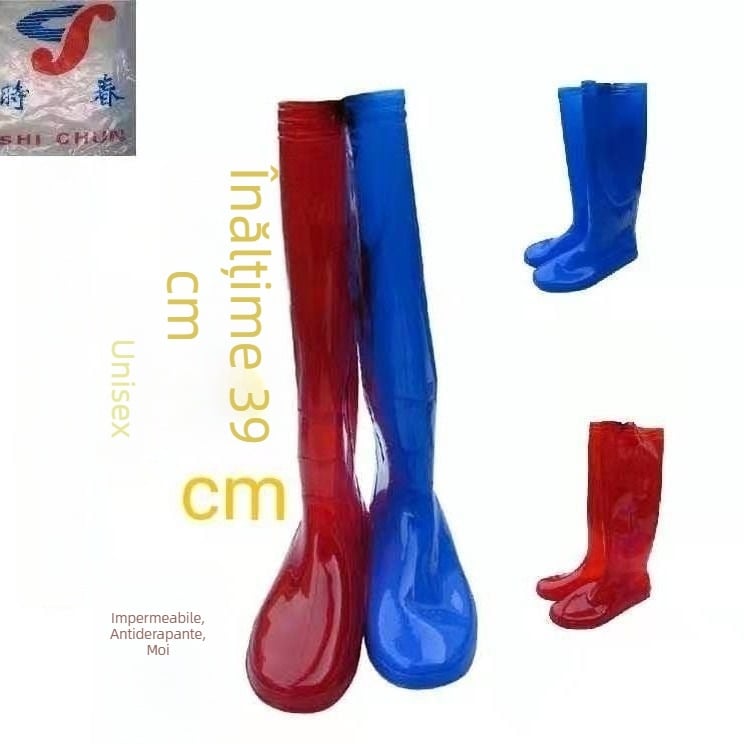 Ghete de ploaie înalte pentru plantarea orezului, unisex, partea superioară din PVC, talpă din piele de vită, antiderapante, fără miros