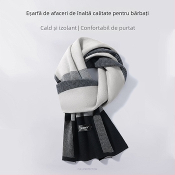 Fular de iarnă pentru bărbați, încălzire și protecție a gâtului, confortabil, stil britanic, elegant și versatil, dimensiuni 180 × 30 cm