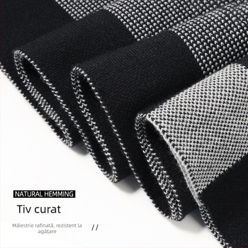 Fular de iarnă pentru bărbați, încălzire și protecție a gâtului, confortabil, stil britanic, elegant și versatil, dimensiuni 180 × 30 cm