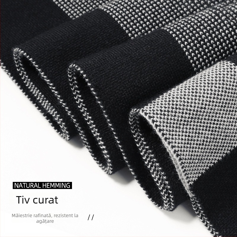 Fular de iarnă pentru bărbați, încălzire și protecție a gâtului, confortabil, stil britanic, elegant și versatil, dimensiuni 180 × 30 cm