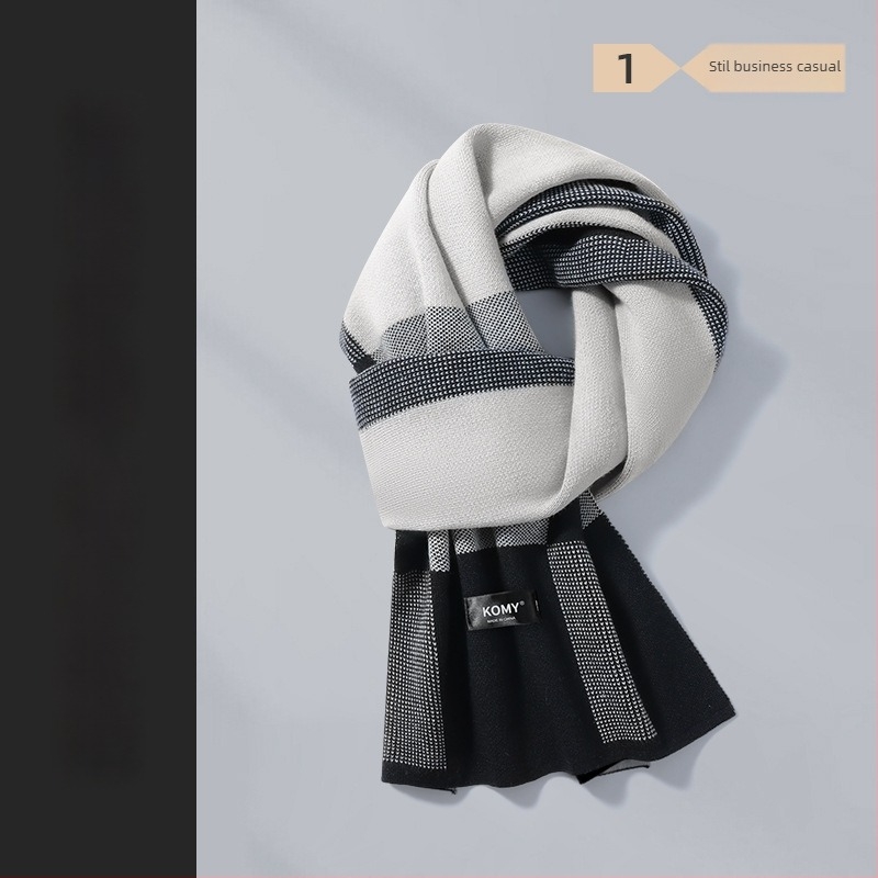 Fular de iarnă pentru bărbați, încălzire și protecție a gâtului, confortabil, stil britanic, elegant și versatil, dimensiuni 180 × 30 cm