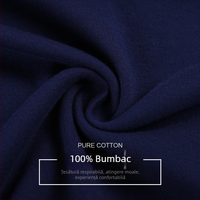 Set de lenjerie termică din bumbac pentru bărbați, mărime plus, cu guler rotund, toamnă–iarna, top cu mânecă lungă și pantaloni