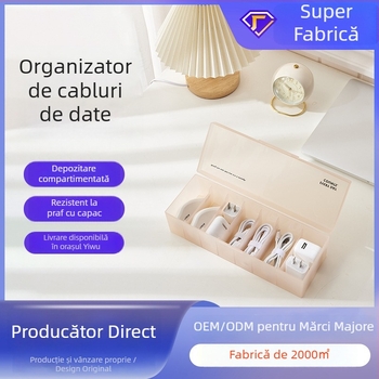 Cutie de depozitare a cablurilor cu capac, capacitate mare, organizator de birou pentru cabluri de alimentare și de încărcare a telefoanelor