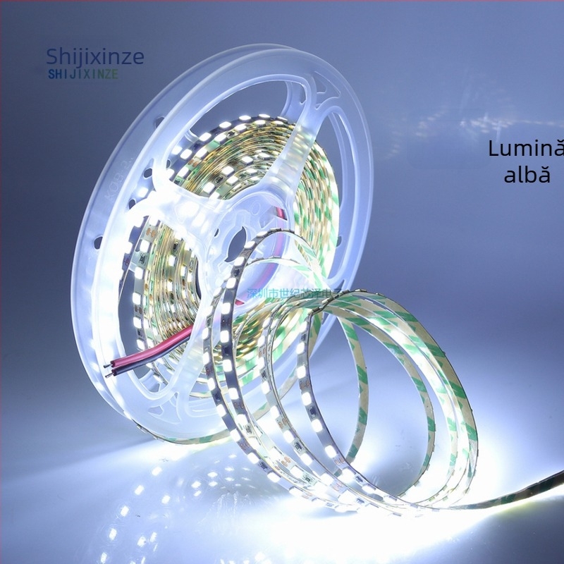 Bandă LED 12V, monocromă, 2835 LED, 120 LED, autoadezivă, versiune îngustă de 4 mm, bandă flexibilă de lumină liniară