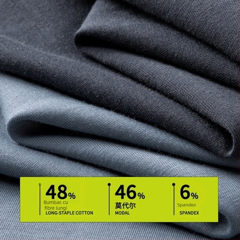 Set termic pentru bărbați, material ușor din bumbac-modal, top cu mânecă lungă și pantaloni, pentru toamnă-iarnă
