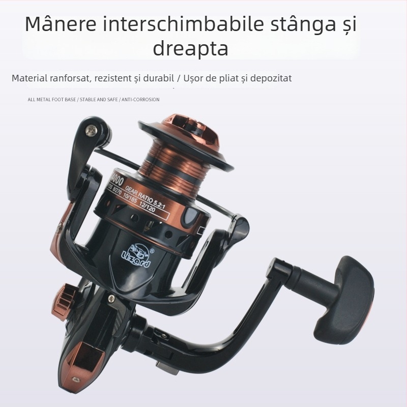 Mulină de pescuit spinning din metal total, tambur metal, pentru pescuit marin cu năluci
