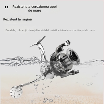 Qianrui mulinetă de pescuit pentru apă sărată, construcție integral metalică, 15 rulmenți, pentru pescuit în mare și pe stânci