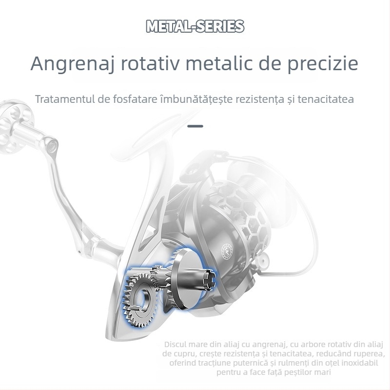 Qianrui mulinetă de pescuit pentru apă sărată, construcție integral metalică, 15 rulmenți, pentru pescuit în mare și pe stânci