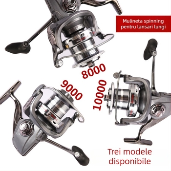 Debao mulinetă de pescuit complet metalică, aruncări la distanță, model ultra mare 8000-12000