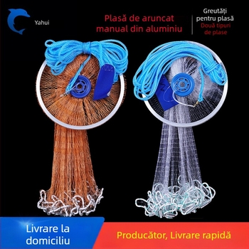 Plasă de pescuit din nylon aruncată manual, cu disc din aluminiu și monofilament rotativ