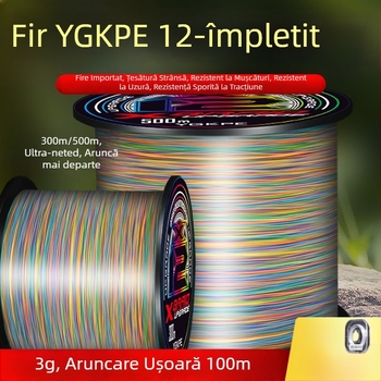 Linie YGKPE colorată cu 12 fire, pentru năluci, aruncare ultra-lungă, tracțiune ridicată, rezistentă la mușcături și abraziune