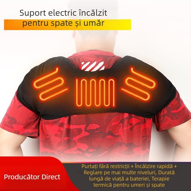 Protecție încălzită pentru umeri și spate, pernă încălzită reîncărcabilă pentru umeri și spate, eșarfă încălzită unisex pentru umeri
