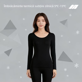 Set termic pentru femei - Top de bază fără cusături, cupe încorporate pentru bust, ultra-subțire pentru toamnă și iarnă