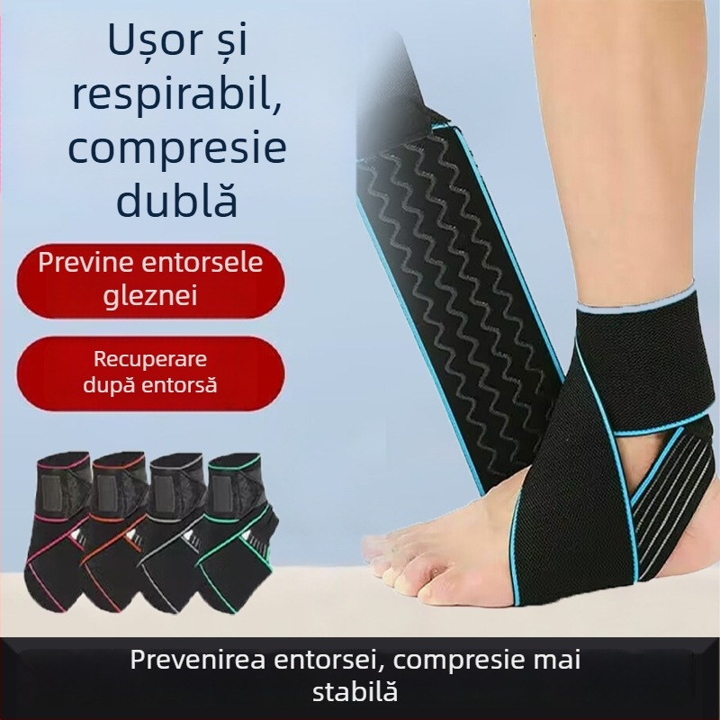 Glezna sportivă cu protecție anti-întindere, benzi din silicon în patru valuri, anti-derapant, fixare prin compresie, pentru baschet și alergare