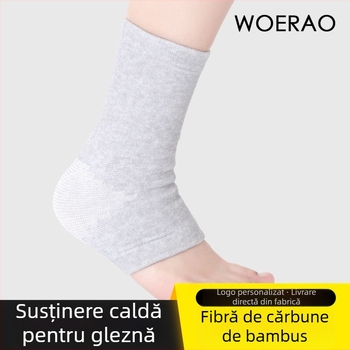 Protecție pentru gleznă tricotată pentru sport, pereche, cu elasticitate de patru direcții, fibră din bambus cu carbon, protecție împotriva entorsei, căldură, anti-alunecare, ușor