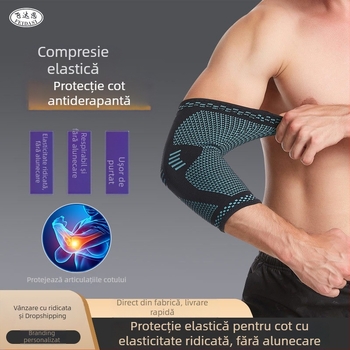 Protecție pentru cot pentru sporturi în aer liber, tricotat, extins, respirabil, absorbant de transpirație, unisex, pentru baschet și badminton