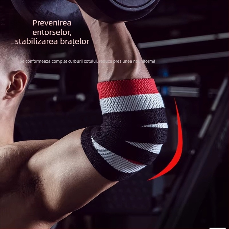 Protecții pentru coate pentru fitness cu benzi, mănuși și bretele pentru încheieturi, pentru ridicare