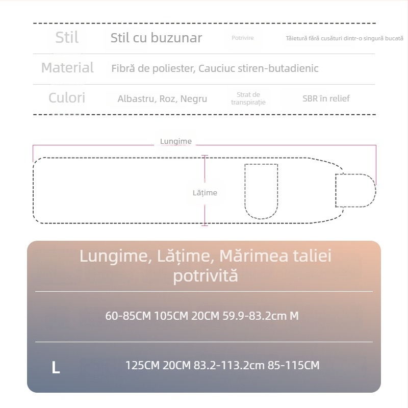 Centură reglabilă pentru talie, cu susținere, design colorat și căldură pentru fitness