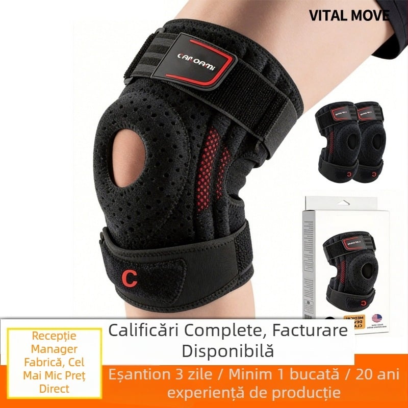 Protecție de genunchi sport cu două funcții, pernă patelară, pentru baschet, sărituri și alergare, cu bandă de compresie