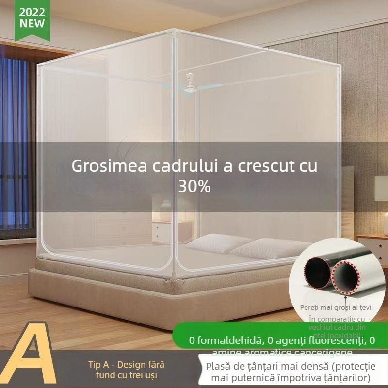 Plasă de pat cu două uși, bază completă, pentru dormitor în aer liber