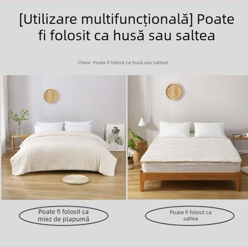 Set de lenjerie de pat din bumbac pentru cămin cu husă pentru saltea și miez de pilotă, gros pentru iarnă