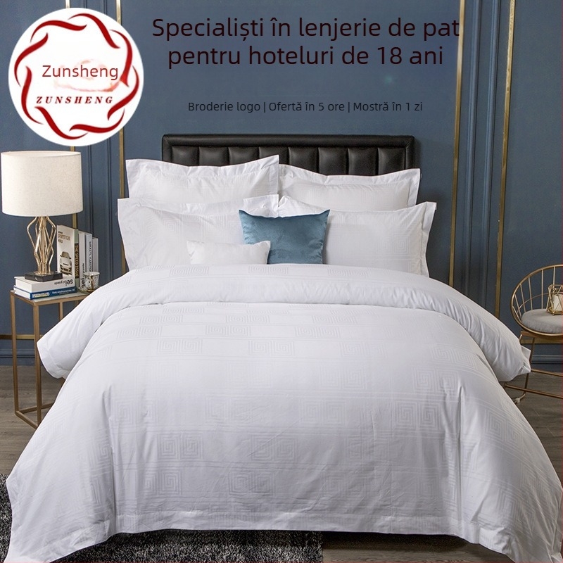 Set de lenjerie pentru hotel, patru piese, Jacquard de 60 fire de bumbac