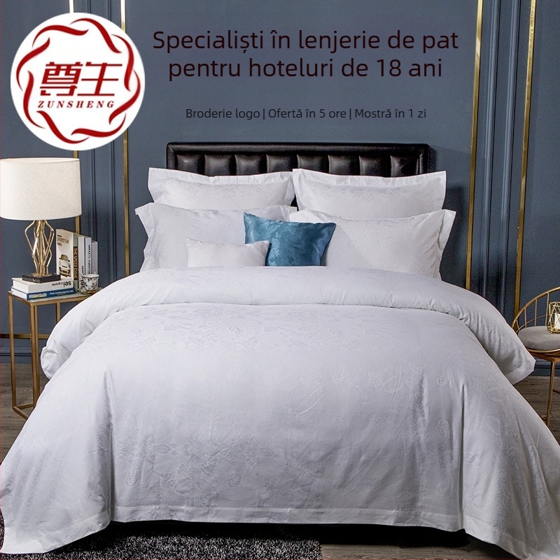 Set de lenjerie pentru hotel, patru piese, Jacquard de 60 fire de bumbac