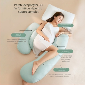 Pernă de gravide în formă H, din satin de bumbac 100%, pernă de corp pentru somn pe lateral, pernă pentru talie demontabilă și lavabilă, pernă de somn personalizabilă
