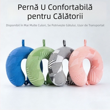 Pernă de gât în formă de U din Ice Silk, răcire de vară, portabil pentru călătorii, umplutură memory cotton