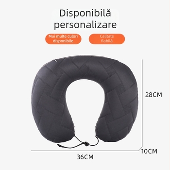 Pernă de gât gonflabilă, în formă de U, portabilă pentru mașină și avion, pernă de călătorie