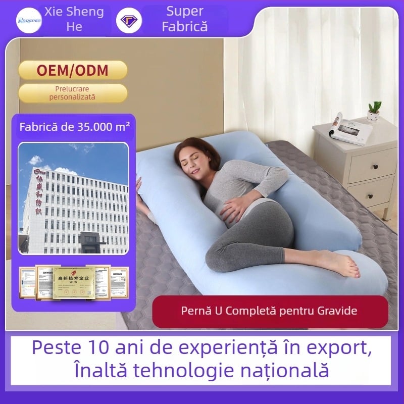 Pernă U pentru gravide, susținere a taliei pentru dormit pe o parte, pernă de sarcină multifuncțională cu husă detașabilă